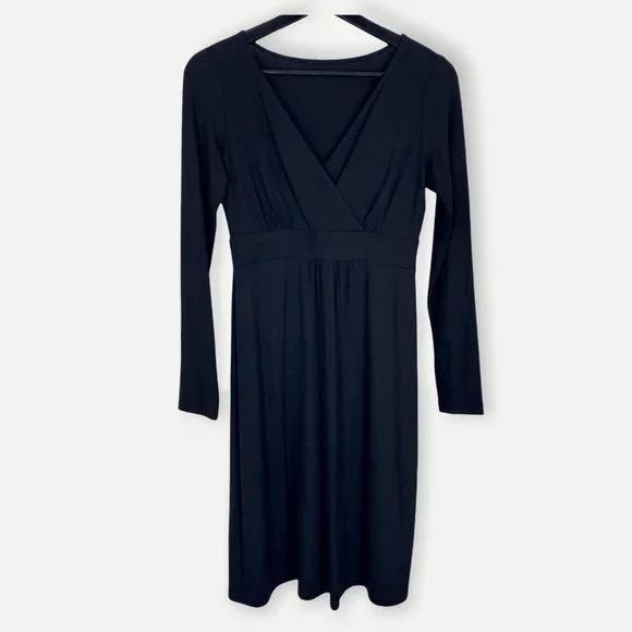 Eileen Fisher | Dresses | Eileen Fisher Black Long Sleeve Fit Flare Casual  Dress Small Petite | Poshmark